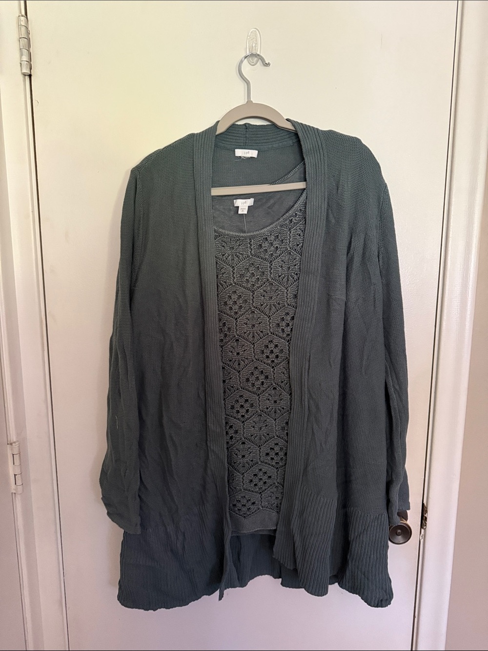 J. Jill LT Ivy Open-Knit Sweater in Light Ivy Green